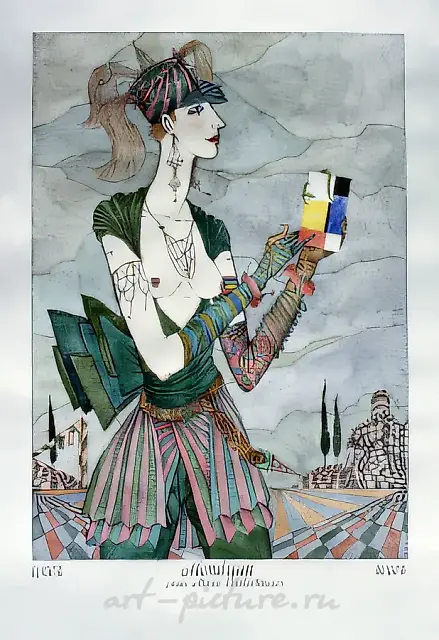 Mondrian, again Mondrian, 1989, Бумага, тушь, акварель, 100 х 80 см Собрание B.Witte