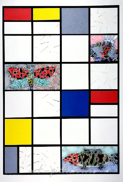 Collage, 1992, paper, cardboard, indian ink, 100x80, $1000. Collection of K. Shchukin, Moscow