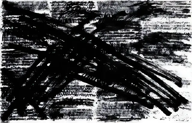 From the cycle "Two Points of View in One". No.3, 1988, Indian ink on cardboard, 70 x 110 cm Museum of Fine Arts, Ekaterinburg