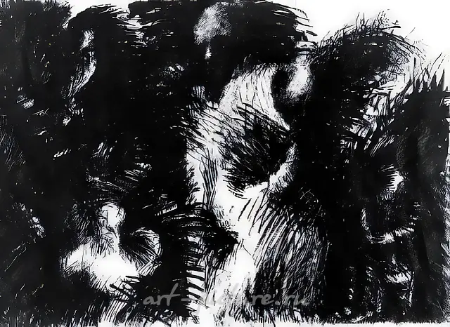选自“浮士德的怀疑”系列。第8号，1980年，纸本、墨水，43 x 61.5 厘米 作者自藏
