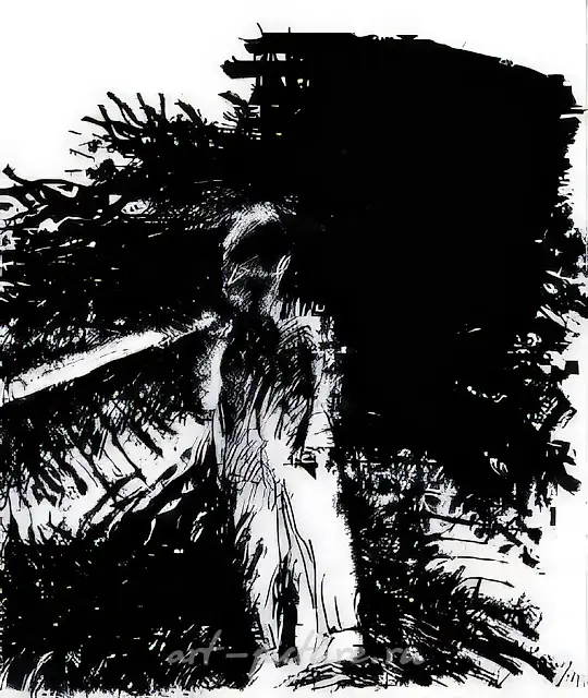 Man with a Ladder, 1988, Indian ink on paper, 40 x 34 cm State Tretyakov Gallery, Moscow