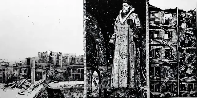 Grozny in Grozny, 2004, hand printing on canvas