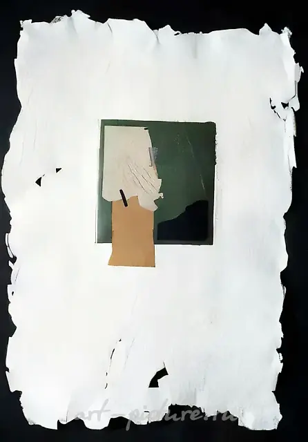 From the author`s book «Walks with I. Klyun», 1992, paper of author`s casting, collage, print, 54x39 cm. Author`s property