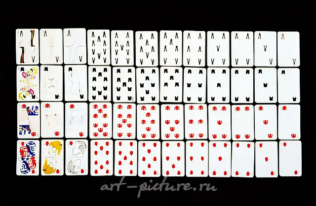 A Man and a Woman -1. 52 Playing cards, 1982, Felt-point pen on cardboard, 6,4x10 cm (each) Lindenau Art Museum, Altenburg, Germany