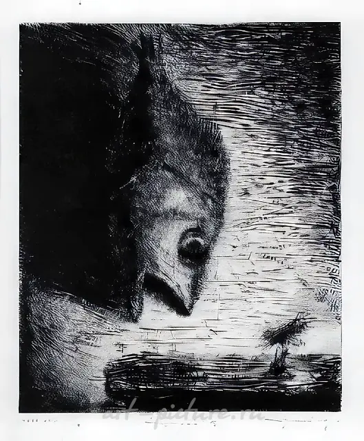 Still Life with Fish, 1973, drypoint, 35x29 cm