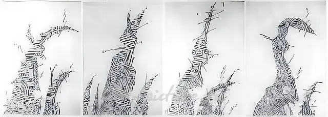 «Towers» (fragment from a series), 1987, paper, pencil, 27x19 cm (each)