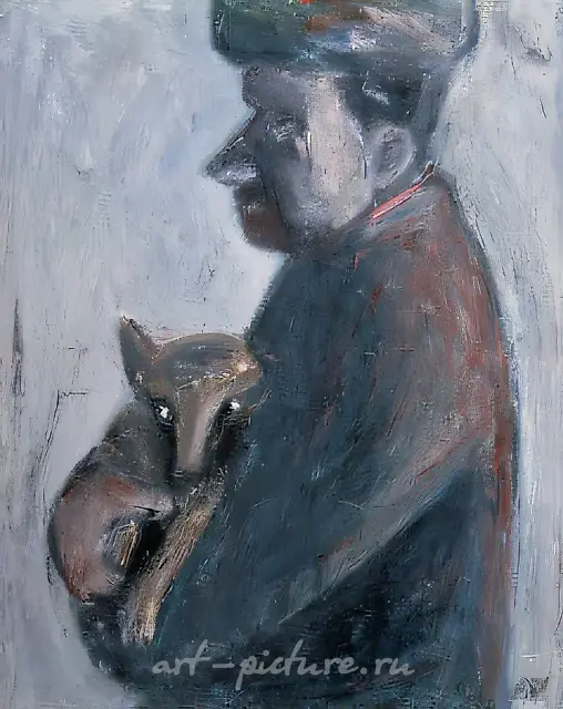 人与狗，1986年，布面油画，70×90厘米，法国私人收藏