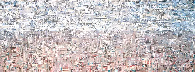 View from My Window, 1994, mixed technique, 169x67. Author`s property