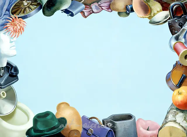 Objects and Sky, 1981, canvas, oil, 90x120. Author`s property