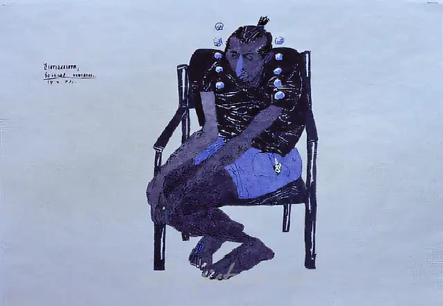疲惫，仅此而已，1993年，描图纸，墨水，马克笔，31x42厘米，B.Winkler 藏