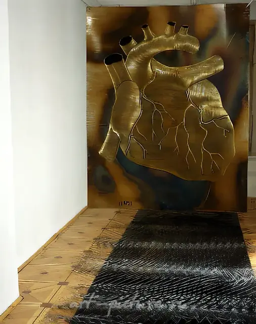 Steel Heart, 1993, metal engraving, 120x100 cm. Olshebay Collection