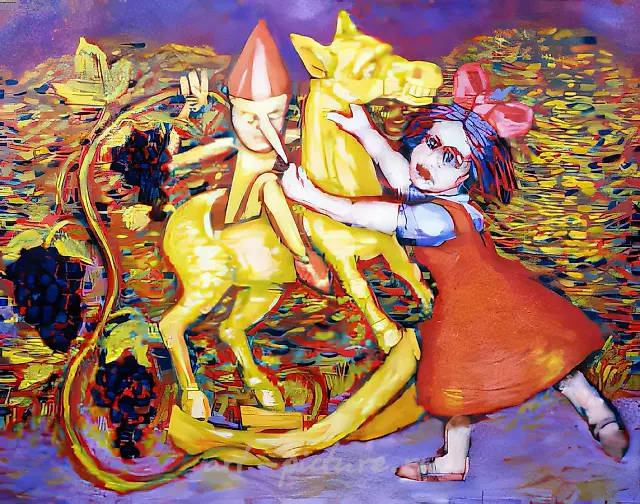 Wooden Horseman, 1993, canvas, oil, 90x100 cm. Author`s property