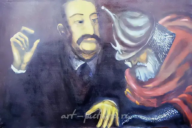 Apparition of Prince Igor`s Ghost to Composer Borodin, 1988, canvas, oil, 100x150 cm. Author`s property