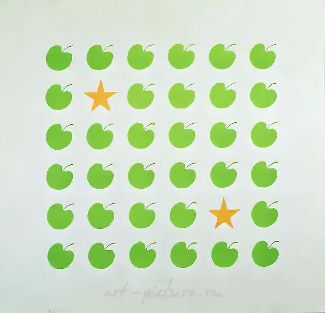 苹果与星星，1979年，石版画，50×50厘米，作者收藏
