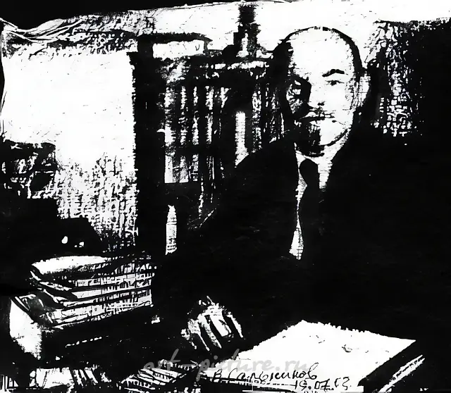 列宁，2003年，纸上水墨，16×16