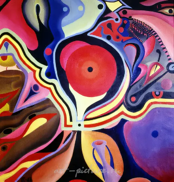 致太阳圆盘的颂歌，1968年，布面油画，190×180厘米，作者自藏
