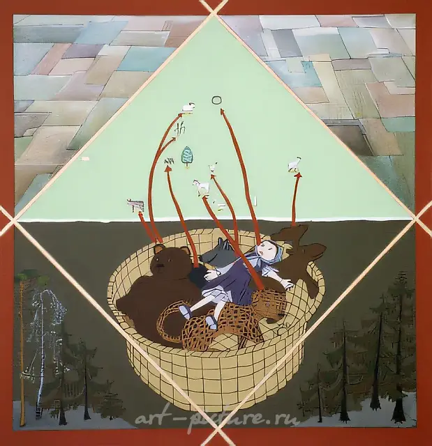 From the Forest to the Field, 1994, canvas, acrylic, 100x100 cm. Author`s property