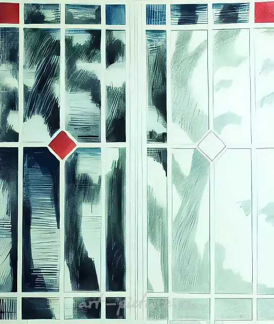 Окна Дзинтари, 1984, Бумага, восковые мелки, пастель, 70х60 см Собственность автора