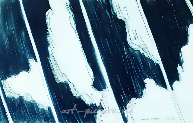 Левитан. "Март", 1987, Бумага, восковые мелки, 1987 Собственность автора