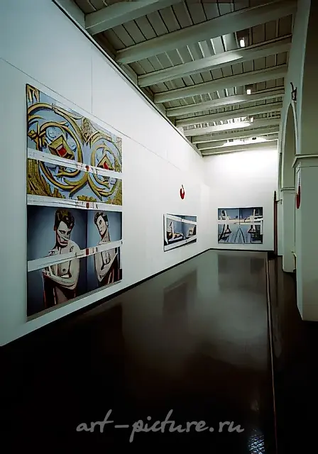 Project «Decorative Anthropology». General view of the exposition, 1991, canvas, oil, cotton, costume jewellery, embroidery