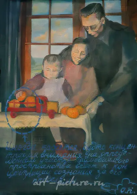 From the Series "Manuals on Cloudy Commission Observations", 1993, Oil on canvas, 150x200 cm Author`s property