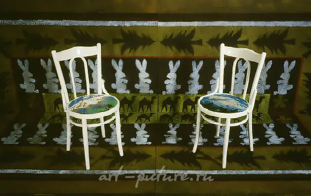 椅子装置艺术，1989年，混合材料，400x600，作者所有