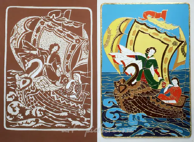 两人在船上。二联画，0，搪瓷，纤维板，每幅130×80厘米，安德鲁·所罗门收藏