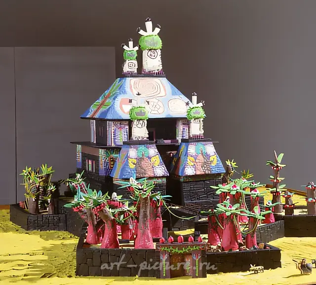 Dwellings of the People. Shapituk on Madayka, 1995, plasticine, mixed technique, 200x300 cm. Karl Ernst Osthaus Museum collection