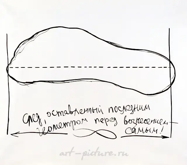 The Trace Left by the Last Geometer Before the very Ascension (work by A.Zhigalov), 1990, Oil, black felt-point pen on canvas, 180x200 cm Author’s property