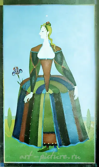 《第十二夜》戏剧服装草图，1980年，布面油画，80×50，作者自藏