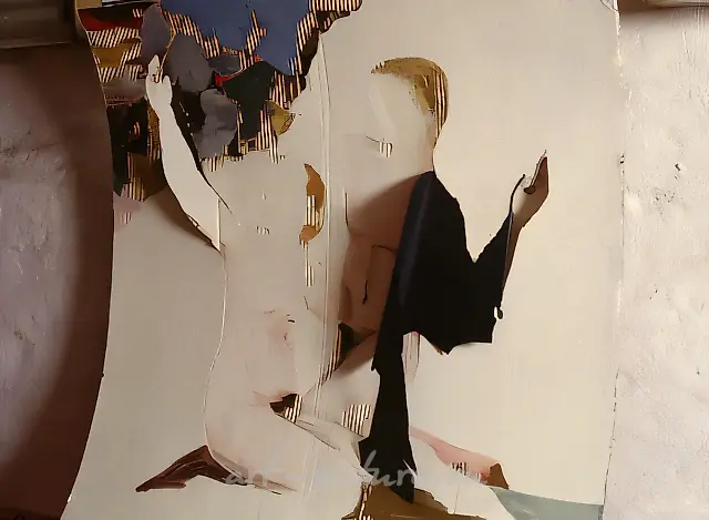 Жители. Фрагмент инсталляции "Вилла Мистерий", 1994, Картон, масло, 120х150 см Собственность автора