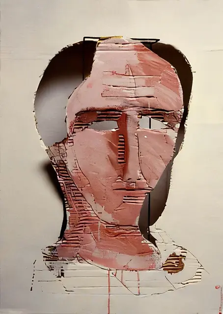 Голова римлянина. Фрагмент инсталляции "Вилла Мистерий", 1994, Картон, железный каркас, масло, 90х50х10 см Собственность автора