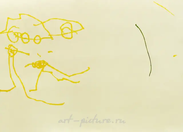 无题。选自《儿童作品样本》系列，1995年，布面油画，90×120厘米，作者自藏