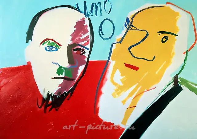 Lenin and Tolstoy. "What is to be Done, Lev?", 1988, Oil on canvas, 140x180 cm City Museum, Окlahoma City, USA