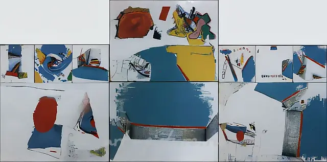 诗意空间与多种类型的简单观念，1988年，布面油画，220 x 450 厘米，作者收藏