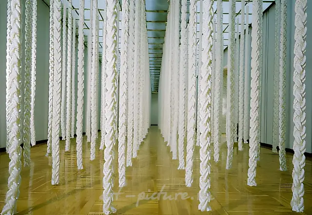 船之林。装置全景。国立特列季亚科夫画廊，1996年，聚丙烯绳。