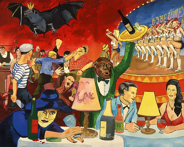 Black Moth, 1985, orgalith, acrylic, 120x150 cm. Collection of E. Golovleva, Moscow