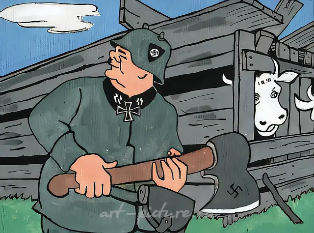 Butcher Stulz, 1999, canvas, acrylic. From the exhibition «Gestapo Kolkhoz»