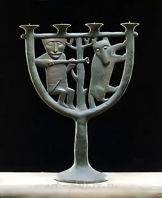 烛台“猎人”,1995年,青铜,35×25×10