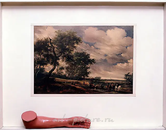 手与赖斯达尔画作的复制品，1965年，综合材料，120x150x13