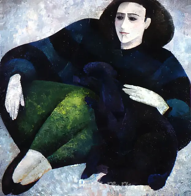 Sharbo and I, 1991, canvas, oil, 100x100. Private collection, Italy