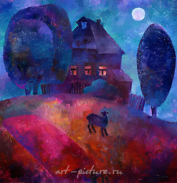 Kudrino. Sheep, 1992, canvas, oil, 100x100. Author`s property