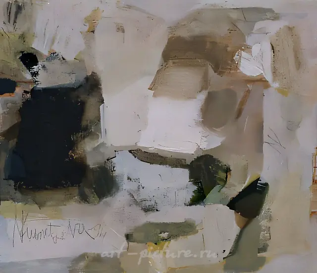 白与灰，1994，布面，油画、丙烯，90x90