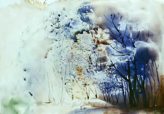 Cold Wind, 1991, paper, water-colour, 20 x 30 cm