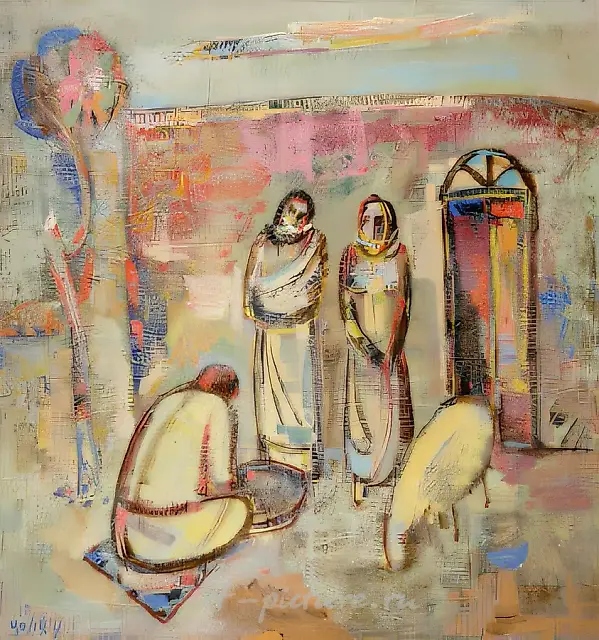 Courtyard, 1994, canvas, oil, 120x116 cm. Author`s property