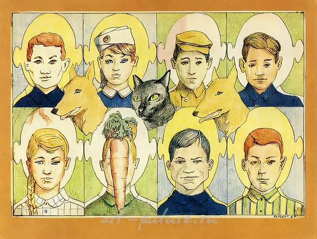 小型画廊，1967年，纸张，彩色铅笔，墨水，31x45