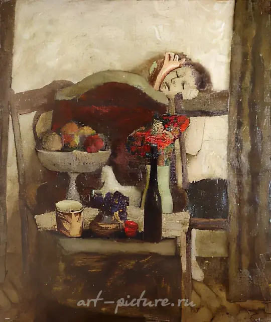 An unfinished still life, 1992, oil on cardboard, 100x80