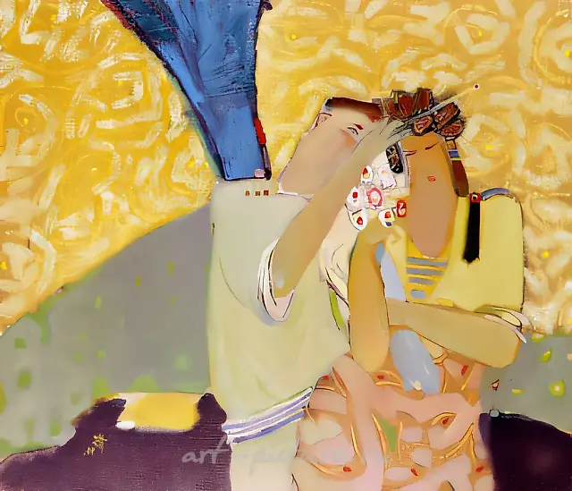 Wings of Love, 1996, canvas, oil, acrylic, 100x95