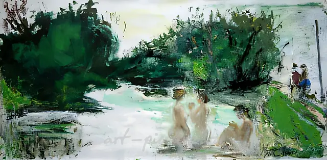 Bathers, 1996, Oil on canvas, 100x200