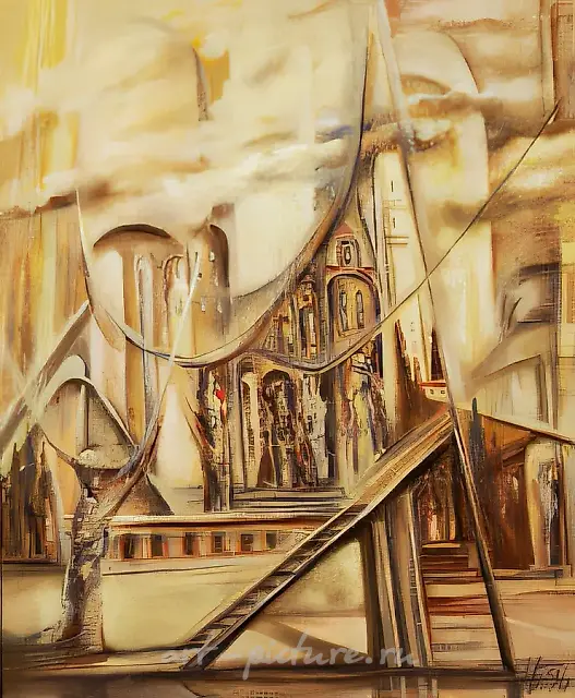 楼梯，1996年，布面油画，70x60